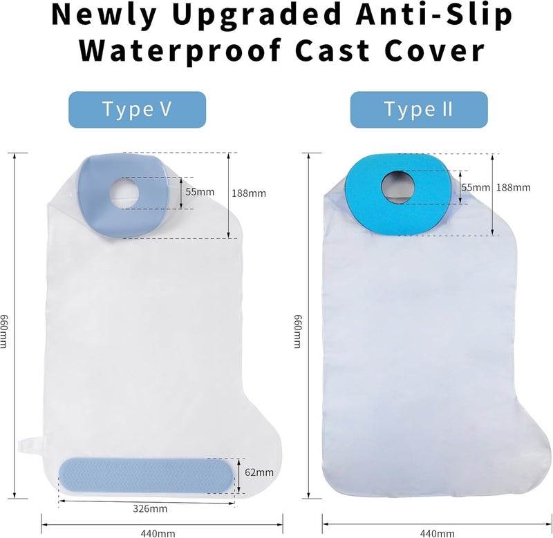 CureSquad Adult Calf Waterproof Cover, Widen Waterproof Protective Sleeve, Double Deep-grooved Anti-Slip Strips on Sole, Keeps Wound Bandages and Casts Dry, Suitable for Ankle, Calf, Knee - Image 2